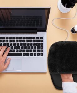Alternative view of Flutesan 2 Pcs Winter Heated Mouse Pad Hand Warmer USB Heated Plush Mousepad Removable Desktop Hand Warming Mouse Pad for Women Men Office Home Computer Laptop Accessories, Black and Pink
