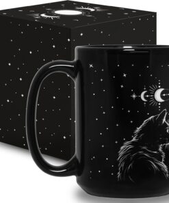 Black Cat Mug 15oz Cat Lover Gifts for Women Funny Goth Coffee Mug - Witch, Goth Decor Christmas Cup With Cats Goth Gift Witchy Gifts for Women, Men - Xmas Decorations Cats Christmas Gothic Home Decor