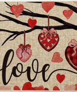 Artoid Mode Tree Love Heart Be My Valentines Day Doormat, Home Decor Low-Profile Switch Rug Door Mat Floor Mat for Indoor Outdoor 17x29 Inch