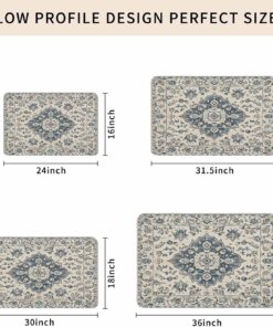 Alternative view of Bohemian Vintage Flowers Pattern Front Door Mat Outside Entrance, Non-Slip Absorbent Welcome Floor Mats, Indoor Outdoor Doormat for Entryway Patio Porch, Home Decor, 16x24in, Farmhouse Classical