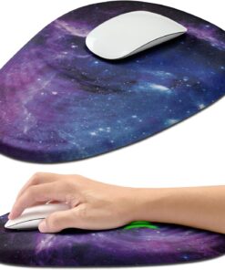 Hokafenle Ergonomic Mouse Pad Wrist Support with Stepped-Wedge Design, Wrist Rest Pain Relief Mousepad Filled with Memory Foam, Carpal Tunnel Mousepad for Wireless Mouse(12x8 inch, Galaxy)