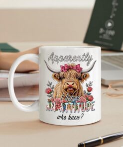 Alternative view of Funny Coffee Mug Gift for Women and Men - Apparently I Have an Attitude Who Knew, Perfect for Best Friends, Coworkers with Highland Cow Design, White Elephant, Birthday, Christmas Gag Gifts-265