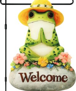 Frog Yoga Garden Flags 12x18 Inch Double Sided, Spring Summer Welcome Banner Small Yard Flags for Outside, Farmhouse Front Porch Home Outdoor Seasonal Decor Holiday All Seasons Decoration
