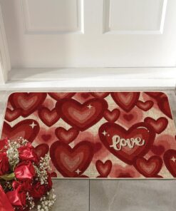 Alternative view of Artoid Mode Black Love Heart Valentines Doormat,Home Decor Low-Profile Door Mat Switch Rug Floor Mat for Indoor Outdoor 17x29 Inch
