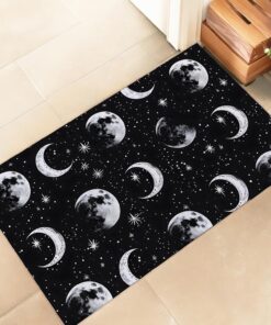 amepay Star and Moon Indoor Door Mat, Stylish 17x29.5in Non-Woven Fabric Floor Doormat with Black and White Night Sky,Cosmic Style Doormats, for Porch Insider,Bedroom,Living Room, Decor Rug Gifts