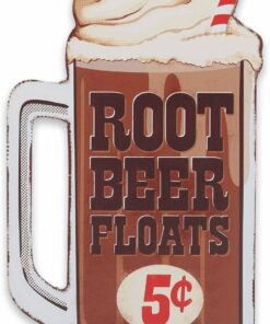 Root Beer Floats Metal Sign - Vintage Root Beer Float Diner Sign for Kitchen or Home Decor