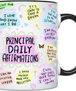 YouNique Designs School Principal Coffee Mug - 11 Oz, Daily Affirmations Principal Gifts for Women, Principal Appreciation, Relaxation, Stress Relief, Anxiety, Mindfulness Mugs (Black Handle)