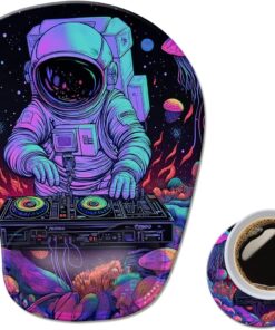 Ergonomic Mouse Pad with Wrist Rest,Comfortable Computer Gel Mouse Pad Wrist Support for Laptop,Pain Relief Mousepad with Non-Slip PU Base Cyberpunk Space