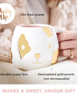 Alternative view of Pinky Up Penny Dog Mug, Ceramic Tea Mug, Tea Tumbler Cup, Dog Lover Gifts, Puppy Inspired Tea Cup, Gold Accents, 16oz