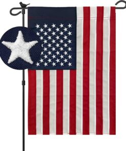 Bradford Embroidered American Garden Flag 12x18 Double Sided, Small American USA Garden Flag for Outside America Yard Lawn Heavy Duty