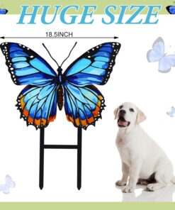 Alternative view of Otoolling 16.5 Inches Spring Metal Butterfly Garden Stakes Decor Decorative Blue Butterfly Yard Stake Outdoor Insect Decor Metal Garden Art Ornaments for Patio Porch Lawn Backyard