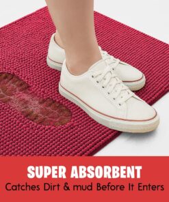 Alternative view of MudGuard Mat? Dog Door Mat for Muddy Paws, Super Absorbent Microfiber, Non-Slip Indoor Mat, Quick Dry Chenille Mud Mat for Dogs & Entryway, Washable, Red 16" x 24"