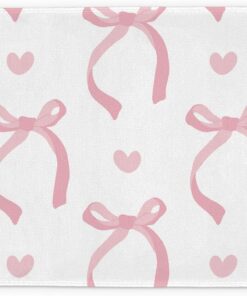 ETYZE Cute Pink Bow Welcome Mat Floor Mats Indoor Outdoor Doormat, Coquette Bath Mat Front Door Preppy Bedroom Kitchen Mats Girly Room Decor, Gifts for Women Girls College Dorm, 28 x 18 Inch