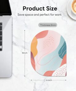 Alternative view of Bohemian Lines Mouse Pad, 6 x 8 in Minimalist Pattern Design, Oval-Angle Portable Mousepad with Non-Slip Base for Laptop Computer