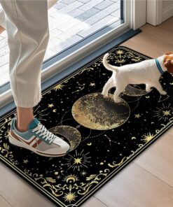 Alternative view of WARDOS Mystical Gold Boho Triple Moon Door Mat, Witchy Celestial Sun and Moon Astrology Doormats for Front Door Outdoor Indoor Entrance Entryway, Witch Stars Aesthetic Area Rug Bath Mats, 17x30 Inch
