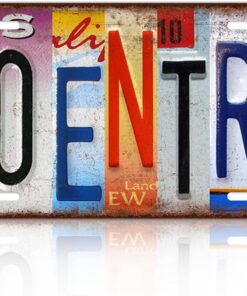 Vintage No Entry Metal Tin Sign License Plate Wall Decor 12 x 6 Inches