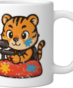 Alternative view of Paintball Tiger Mascot Team Sport Ceramic Mug, White