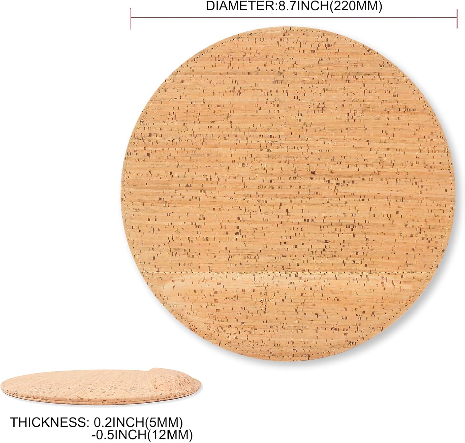 boshiho Mouse Pad, Eco-Friendly Natural Cork Small Mouse Pad with Wrist Support (Cork) - Image 5