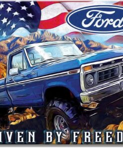 Desperate Enterprises Ford Freedom Truck Tin Sign - Nostalgic Vintage Metal Wall Decor - Made in USA