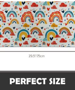 Alternative view of Plistiz Rainbow Hearts Indoor Door Mat, 17x29.5 Inch, Floor Area Rug for Entryway, Living Room, or Bathroom, Non-Slip Doormat, Rainbow and Heart Design Home Decor Rug Gifts