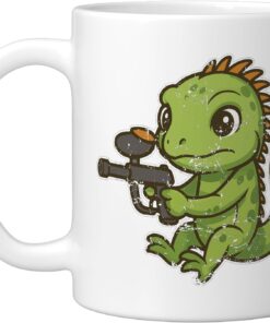 Paintball Iguana Mascot Team Ceramic Mug, White