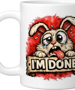 I'm Done Bunny Funny Shocked Bunny-Meme Design Ceramic Mug, White