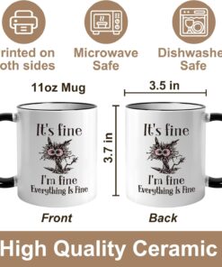 Alternative view of Funny Cat Coffee Mug Gifts for Cat Lover, It's Fine l'm Fine Everything ls Fines coffee Mugs, Novelty Christmas Birthday mugs Gift Ideas for Catlovers, Women, Men, Humor cat Office mug for Coworkers51