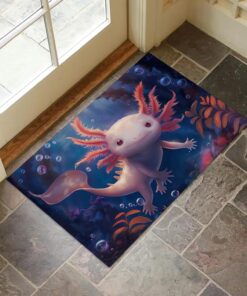 VANZEV Cute Axolotl Indoor Door Mat for Entryway, 17x29.5 Inch, Adorable Underwater Scene Floor Doormat for Home Decor, Non-Slip Rug Mat for Living Room, Kitchen, Bedroom, Gifts for Axolotl Lovers