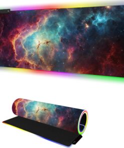 RGB Mousepad Led Mouse Pad Desk Mat I 31.5 x 11.8 Inch Large Mouse Pad I XL Oversized Big Mouse mat 14 Led Light Modes I Anti-Slip Rubber Base Waterproof Keyboard Pad for PC Gaming I Milky Way Galaxy