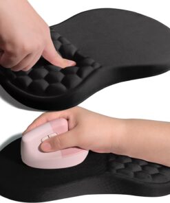 Ergonomic Joint Wrist Support Mouse Pad with Memory Foam Cushion Massage Bump, Carpal Tunnel Pain Relief Mousepad Slope Design for Wrist Rest, 11.8x7.9 in, Black