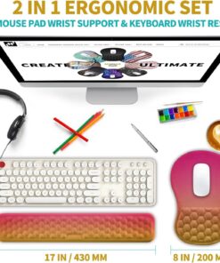 Alternative view of Hokafenle 2 in 1 Ergonomic Mouse Pad Wrist Support & Wrist Rest for Computer Keyboard Set, with Relieve Carpal Tunnel Pain Massage Bulge and Full Memory Gel Design (2In1 Set, Sunset Glow)