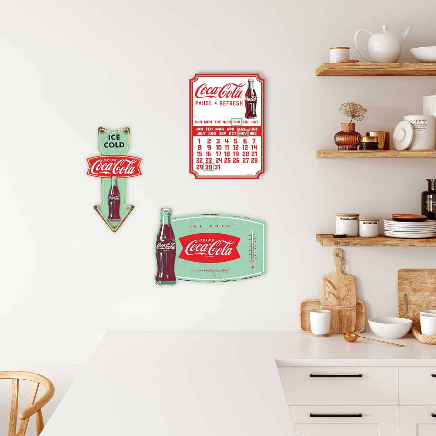 Coca-Cola Ice Cold Arrow Embossed Metal Sign - Vintage Diner Coca-Cola Sign for Kitchen or Man Cave - Image 4