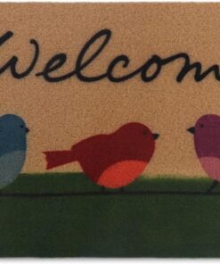 Arttown Welcome Door Mat Colorful Birds Welcome Doormat Thick Bottom Backing Non-Slip Durable Resist Dirt Door Rug Indoor Outdoor Entry Mat for Porch Entrance Patio 17x30 Inch
