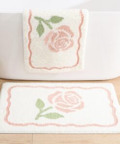 Alternative view of Molesun Floral Bath Mat, Bathroom Rug Non-Slip Soft Shower Rug Microfiber Cute Bath Rug for Kids, Water Absorbent Thick Shaggy Floor Mats for Bedroom, Kitchen, Home Decor, 16x24
