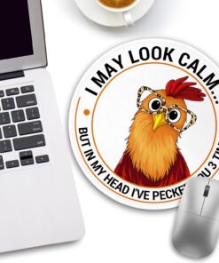Alternative view of Funny Chicken Mouse Pad, Small Round Rooster Mouse Pads for Desk, Mini Travel Mousepad for Work Wireless Computer Laptop, Office Desk Accessories, 8.6 x 8.6 inch