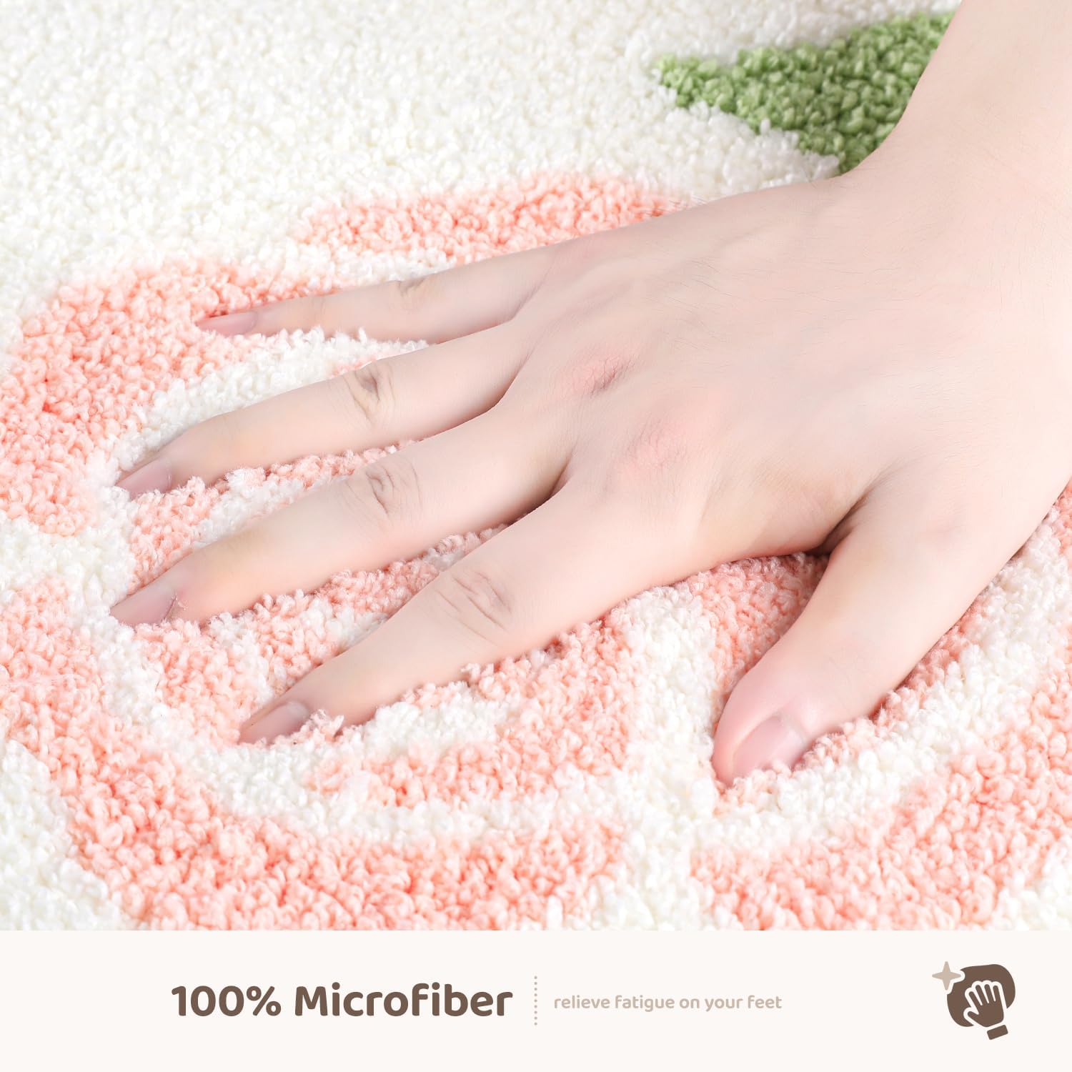 Molesun Floral Bath Mat, Bathroom Rug Non-Slip Soft Shower Rug Microfiber Cute Bath Rug for Kids, Water Absorbent Thick Shaggy Floor Mats for Bedroom, Kitchen, Home Decor, 16x24 - Image 5