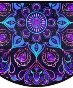 Front Door Mat Indoor Outdoor Entrance, Mandala Boho India Half Round Door Mat Absorbent Non-Slip Backing Welcome Doormat Patio Entryway Low Profile Floor Mats for Kitchen Fireplace 36" x 24"