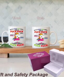 Alternative view of LDSINC Unicorn With A Fuck Here Mug Cute Fuck Here and There Ceramic Unicorn Coffee Cup White 11oz, Present and Safety Package