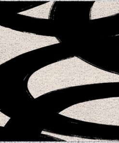 KEUSPI Abstract Boho Beige and Black Door Mat, Mid Century Modern Neutral Welcome Mats Doormat for Front Door Porch Outdoor Indoor Entrance, Boho Welcome Outdoor Mat, 17x30 Inches