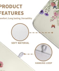 Alternative view of Spring Dish Drying Mat Summer Floral Flowers Kitchen Dish Drying Pad Absorbent Dish Dryer Mat for Kitchen Countertops Microfiber Dishes Drainer Pad Dish Drying Rack Mat (18x24 in)