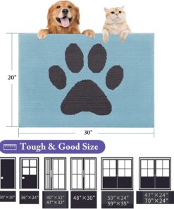 Alternative view of Buganda Dog Door Mat for Muddy Paws, Absorbent Dirt Trapper Non Slip Indoor Doormats, Washable Low-Profile Mat for Mud Dogs, Entryway Carpet for Inside Floor (30x20 Inches, Blue)