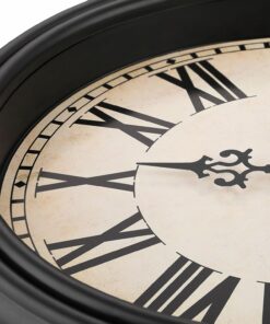 Alternative view of Plumeet Extra Large Retro Wall Clock, 16'' Non Ticking Classic Silent Vintage Wall Clocks Decorative Kitchen Living Room Bedroom, Roman Numerals, Battery Operated, Black