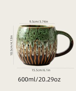Alternative view of 20oz Large Coffee Mug - Unique Handcrafted Look Ceramic Cup, Large Tea Mug, Microwave & Dishwasher Safe (green)