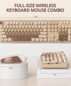 Alternative view of Owpkeenthy Brown Keyboard and Mouse Wireless, Cute Colorful Typewriter Keyboard Full-Sized with Number Pad Round Keycaps for Desktop, Laptop and Computer(Gradient Brown)