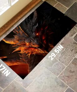 Alternative view of amepay Fire Dragon Indoor Door Mat, Stylish 17x29.5in Non-Woven Fabric Floor Doormat with Dark Fantasy Inferno Illustration,Gothic Doormats, for Porch Insider,Bedroom,Living Room, Decor Rug Gifts