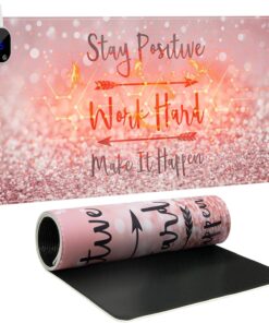 iCasso Heated Mouse Pad Hand Warmer, XXL Heated Desk Pad, Pink Mouse Pad, 35.4" x 15.7" Warm Desk Mat with 4 Heating Levels for Computer Keyboard, Large Mousepad for Home Office Work