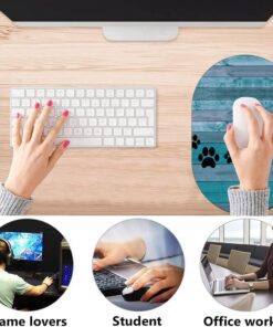 Alternative view of Advanced Texture Fashion Mouse Pad, Antique Blue Wood Grain Dog Paw Non-Slip Rubber Base Gaming Mouse pad, Washable Lycra Surface Mouse Pad Design, Suitable for Laptop Computers
