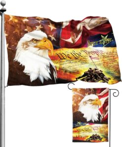 Lyiukz Vintage American Bald Eagle Flag We The People 1776 Flag 4x6 Ft and Garden Flags 12×18 inch for 4th of July Patriotic Outdoor Indoor Decorate
