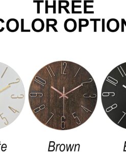 Alternative view of AIRUIFU Wall Clock 12 Inch Silent Non-Ticking Modern Clocks Battery Operated - Analog Small Classic for Office, Home, Bathroom, Kitchen, Bedroom, School, Living Room(Black)