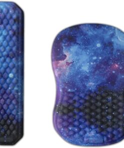 Ergonomic Mouse Pad Wrist Support and Keyboard Wrist Rest, Computer Carpal Tunnel Mouse Pads for Desk with Coaster Set, Memory Foam Mousepad with Non-Slip PU Base for Home Office (Dark Blue)